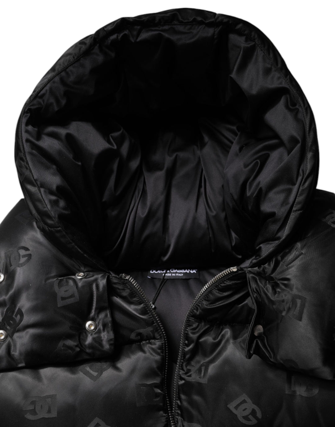 Black Padded Puffer Hooded Full Zip Cropped Jacket