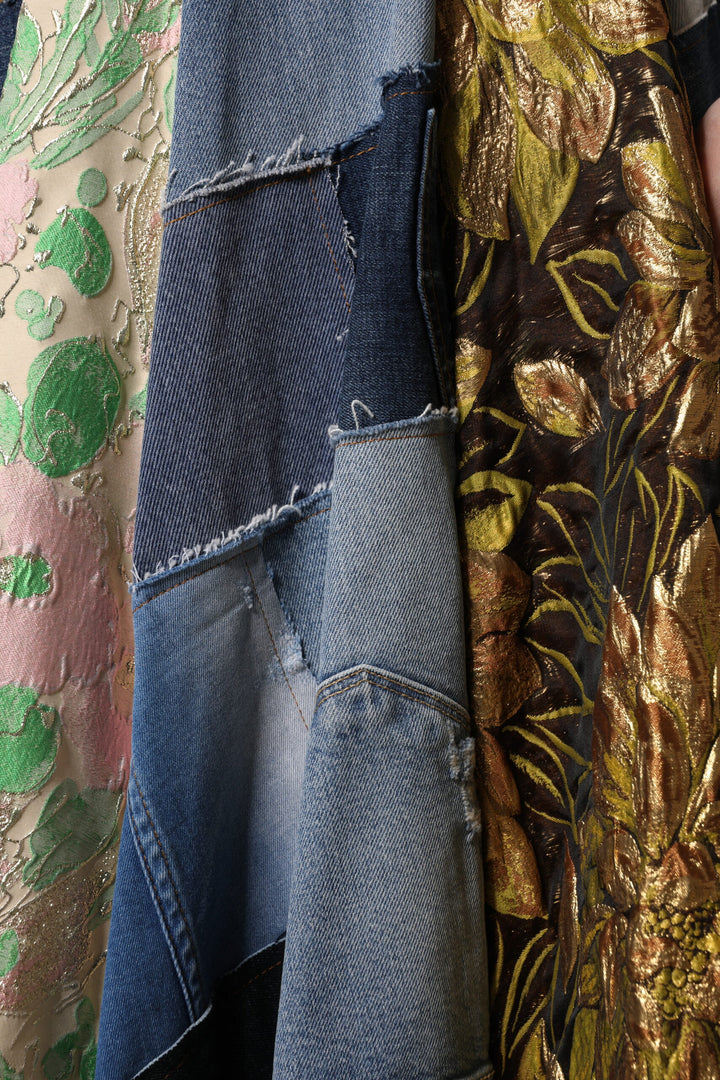 Multicolor Patchwork High Waisted Midi Skirt