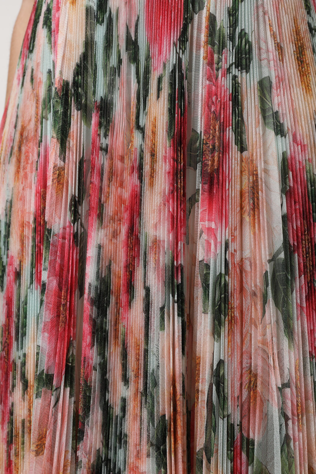 Multicolor Silk Floral High Waist Midi Skirt