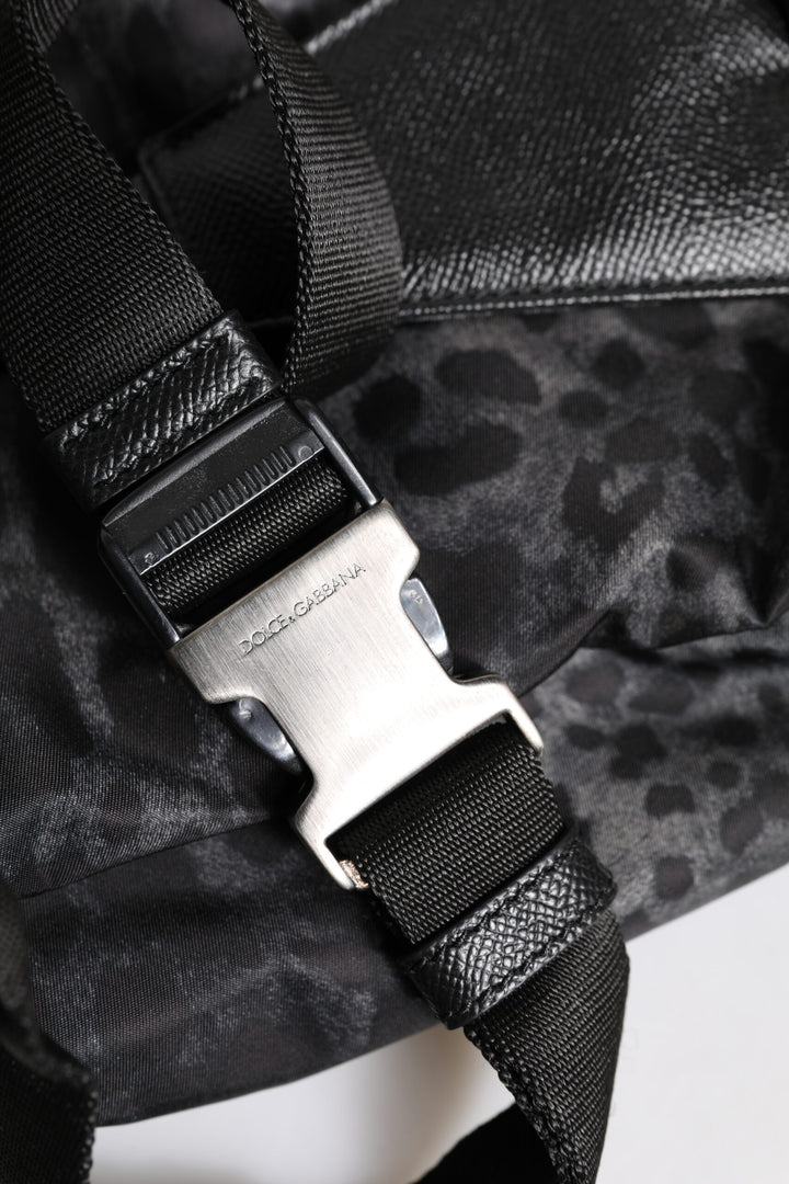 Dolce & Gabbana Black Gray Leopard DG Logo Belt Waist Fanny Pack Bag