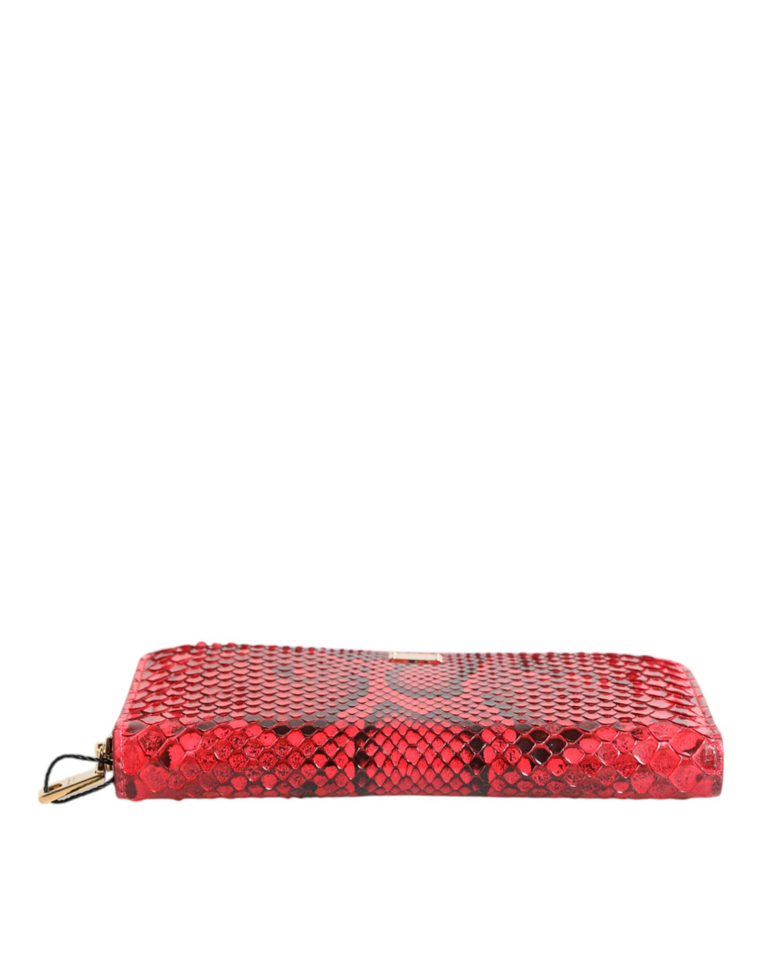 Red Exotic Leather Zip Around Continental Clutch Wallet