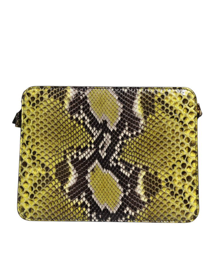 Green Exotic Leather DG Plaque Crossbody Clutch Bag