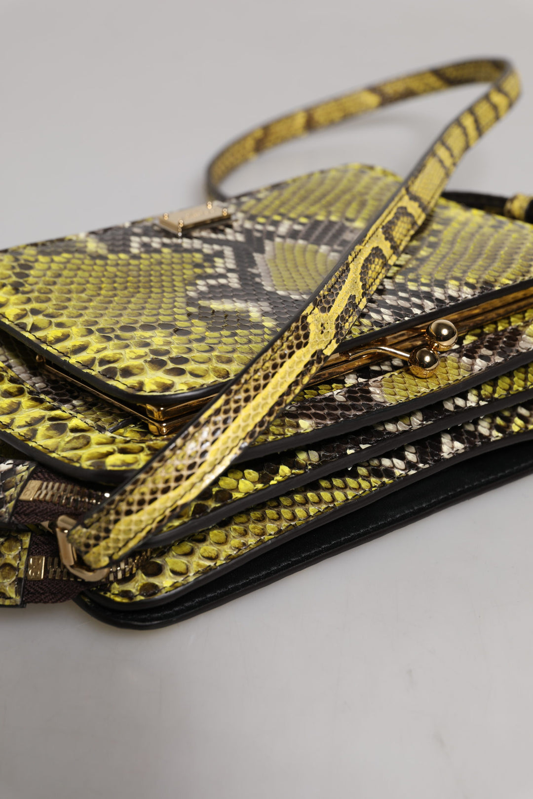 Green Exotic Leather DG Plaque Crossbody Clutch Bag