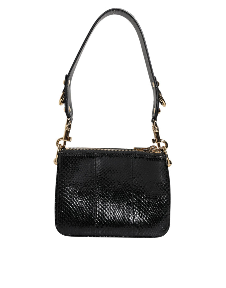 Black Exotic Leather Shoulder Sling Clutch Bag