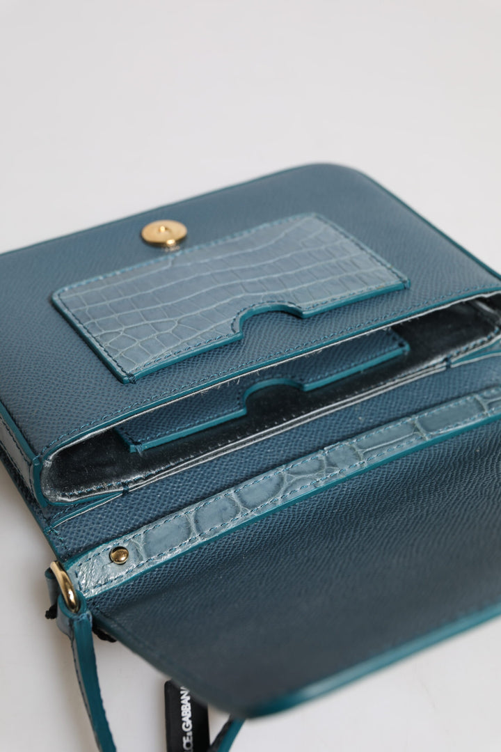 Dolce & Gabbana Green Exotic Leather DG Plaque Crossbody Mini Bag