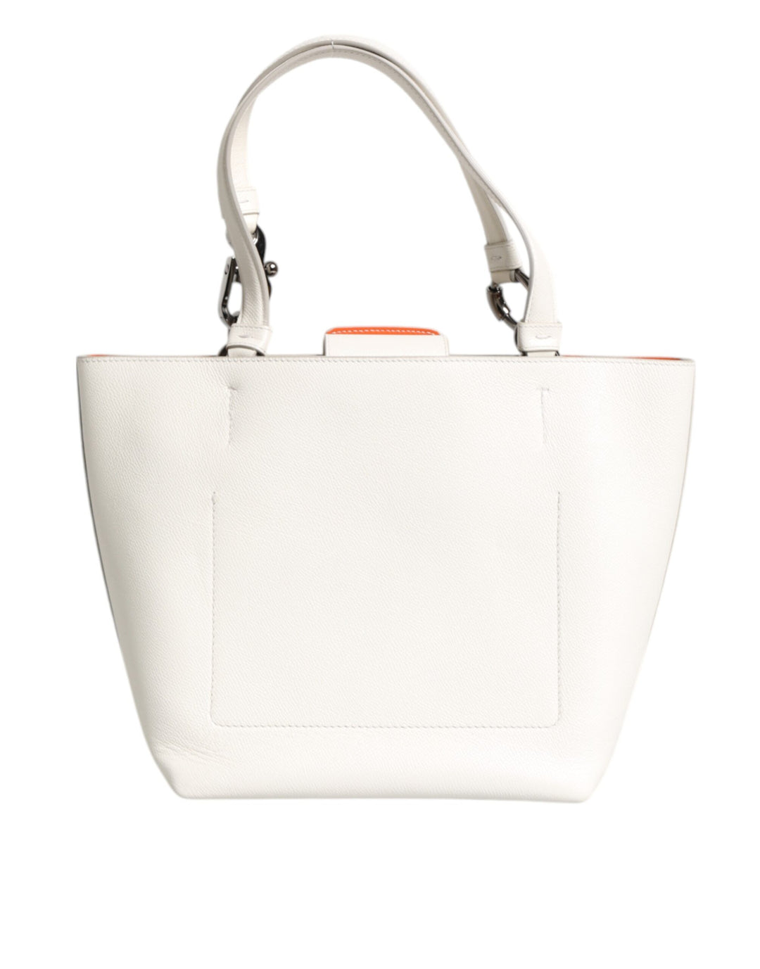 White Leather #DG BEATRICE Top Handle Tote Bag
