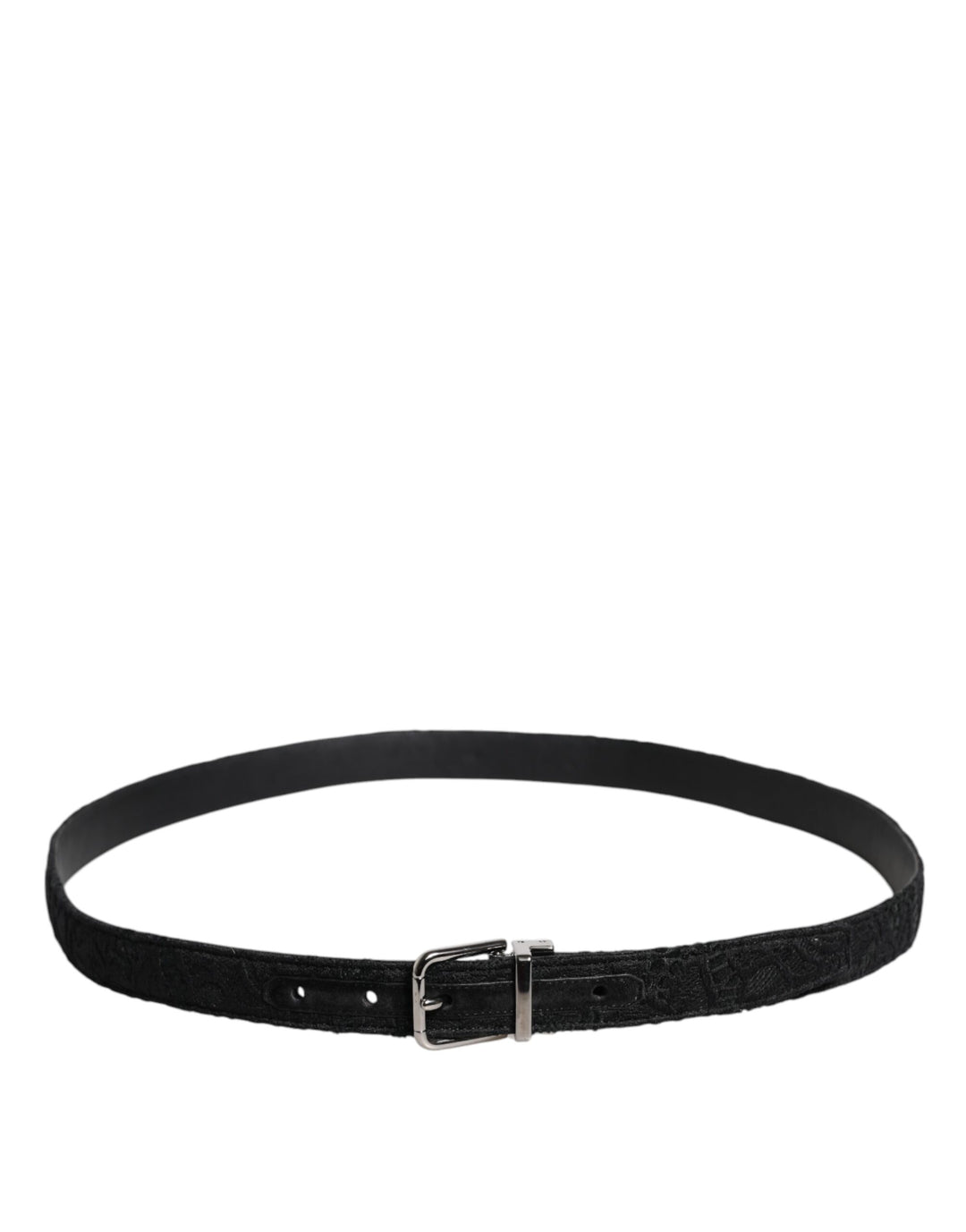 Black Cotton Blend Silver Metal Buckle Belt