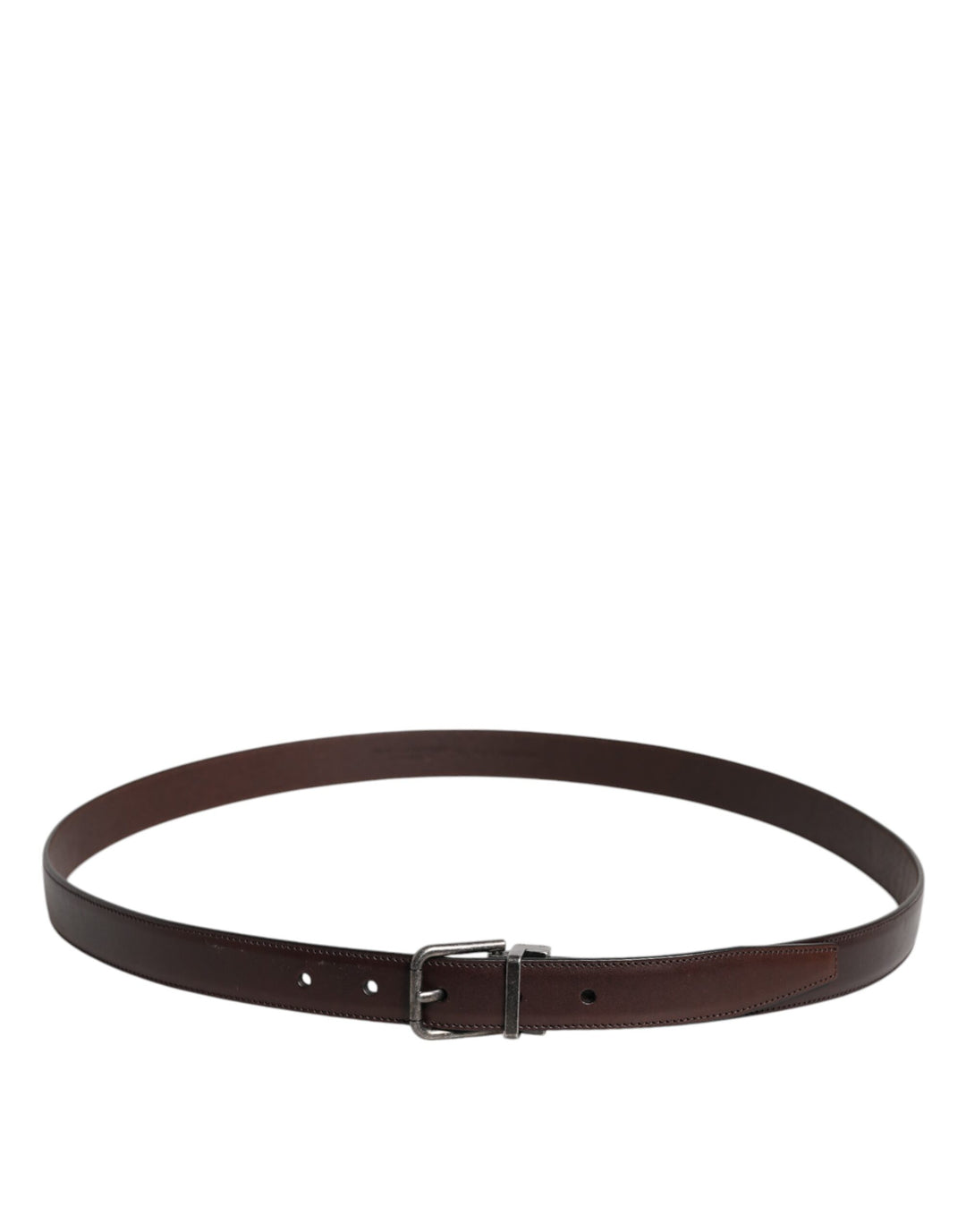 Brown Leather Silver Metal Buckle Belt