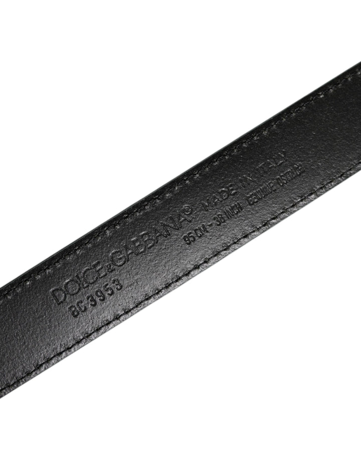 Green Leather Silver Tone Metal Buckle Belt