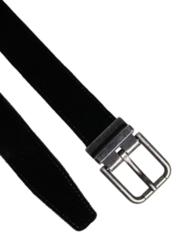 Black Leather Metal Buckle Classic Belt