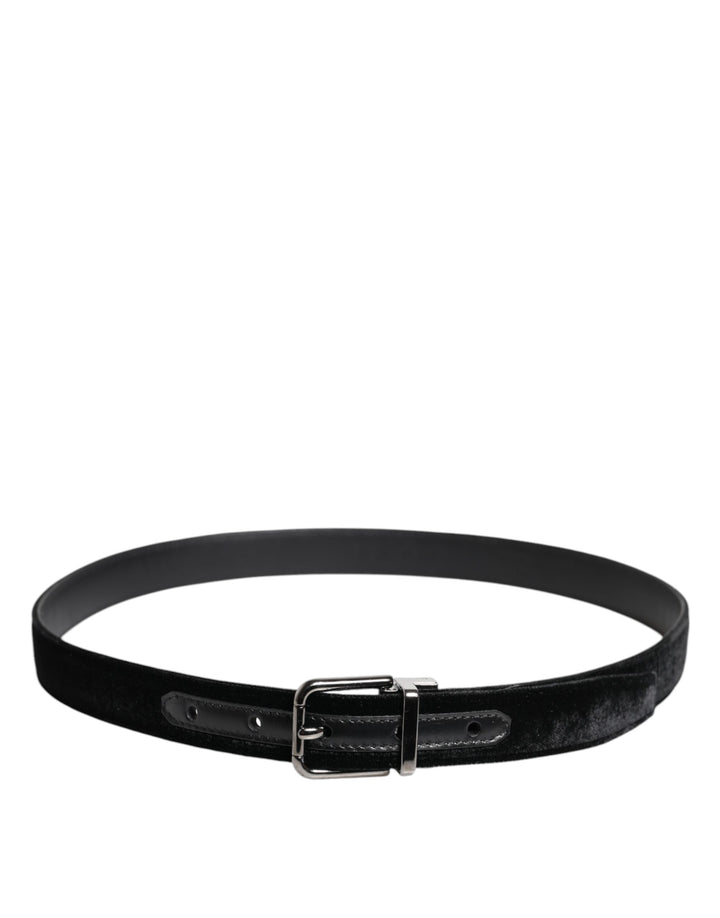 Black Leather Metal Buckle Classic Belt