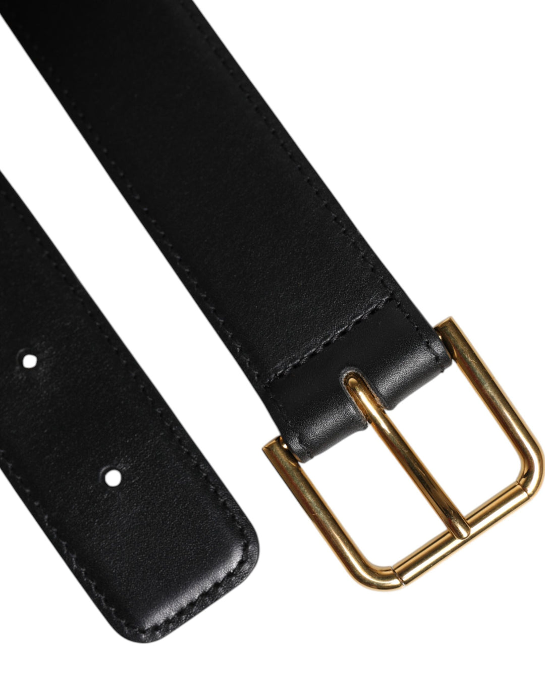 Black Leather Metal Buckle Classic Belt