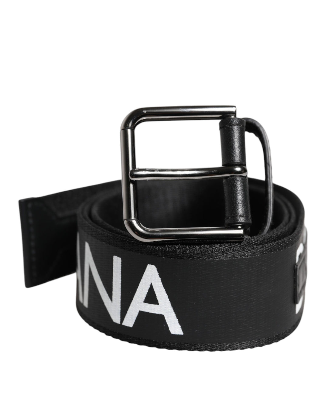 Black Leather Classic Metal Logo Buckle Belt