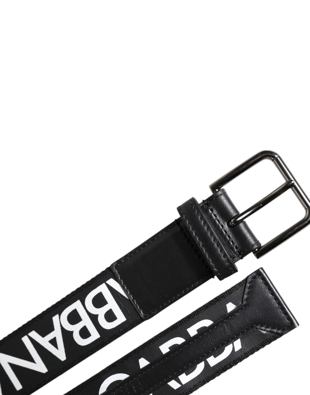 Black Leather Classic Metal Logo Buckle Belt