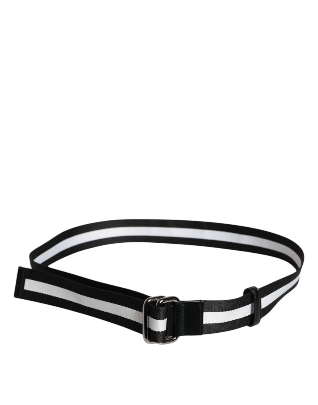 Black Yellow Logo Striped Metal Buckle Belt