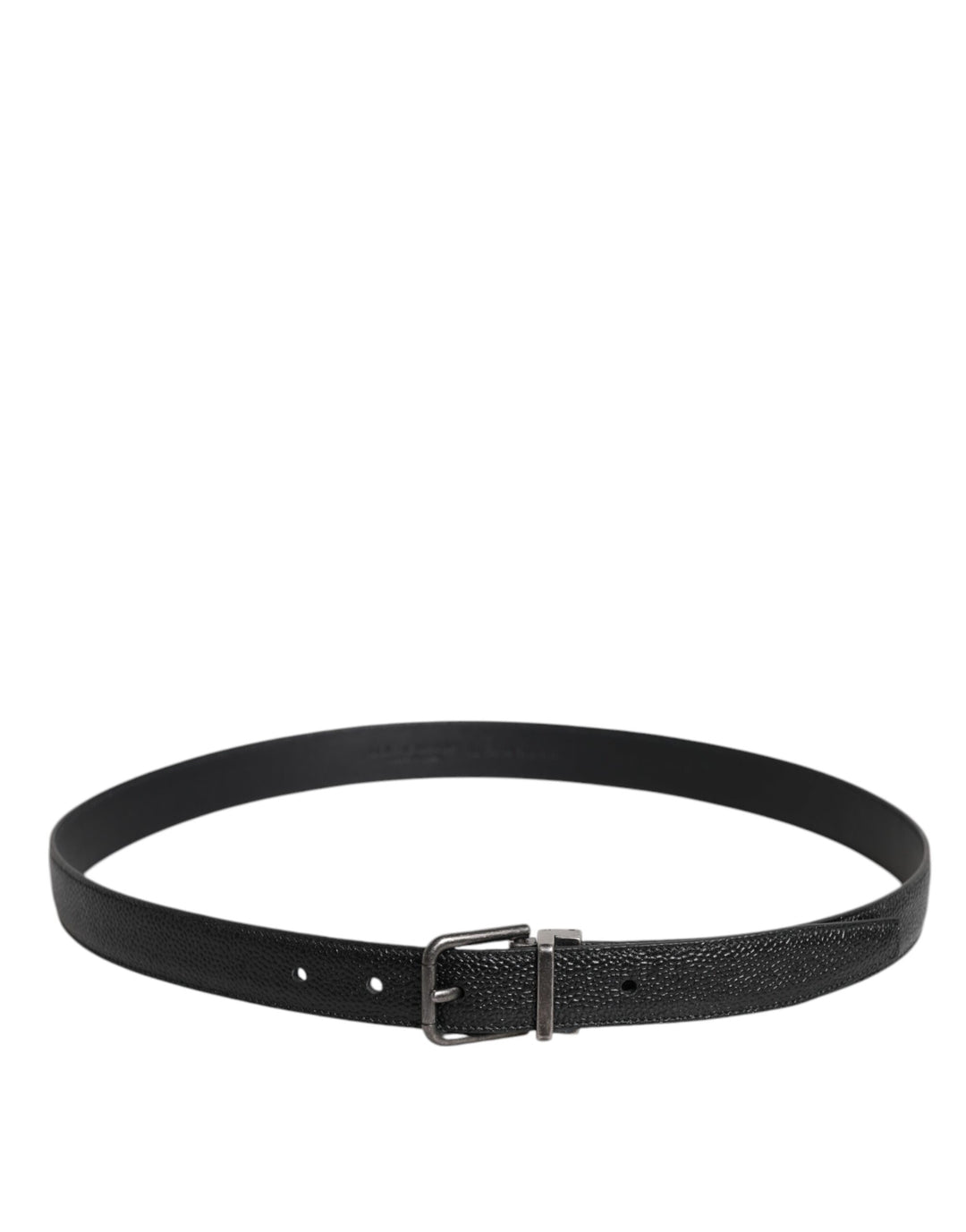 Black Calf Leather Classic Metal Buckle Belt