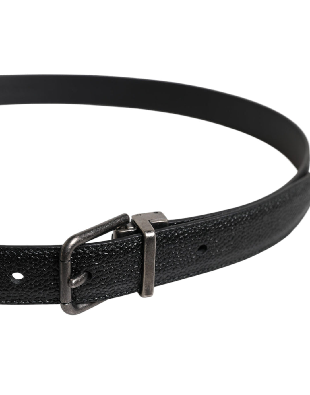 Black Calf Leather Classic Metal Buckle Belt