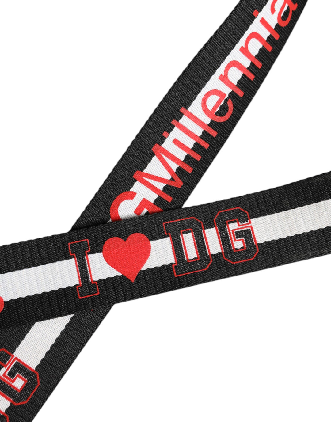 Black White Printed Metal Logo Buckle Belt