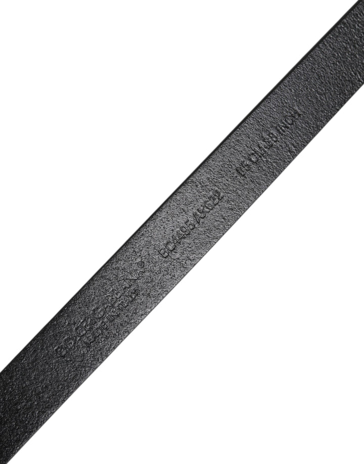 Black Calfskin Classic Metal Logo Buckle Belt