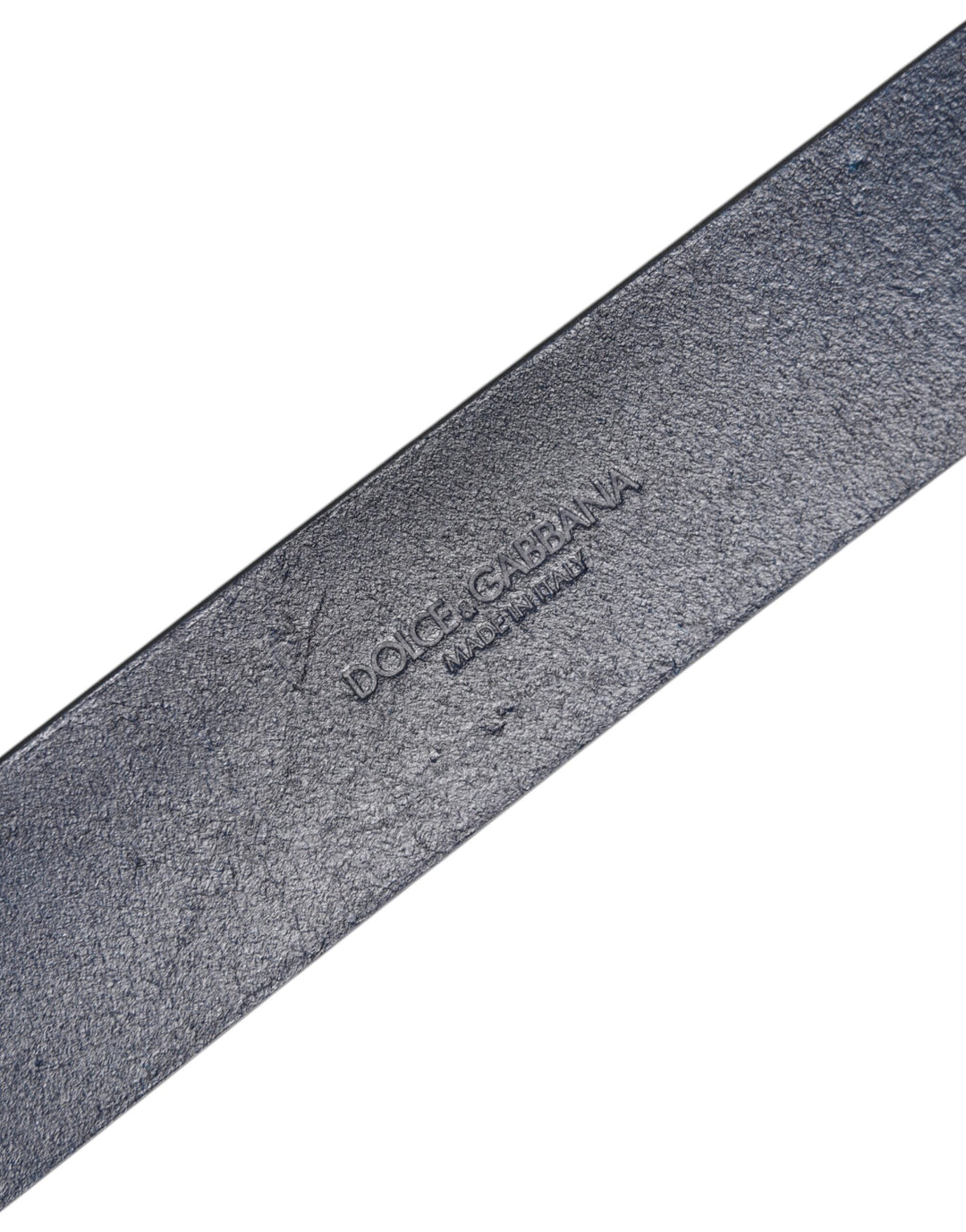 Blue Leather Classic Metal Logo Buckle Belt