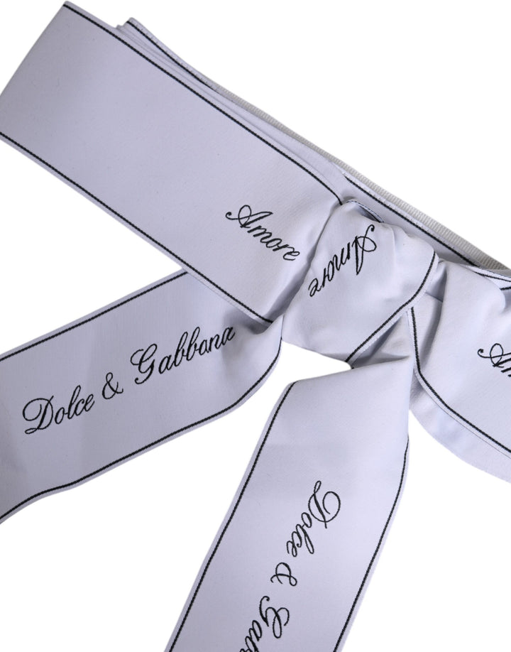White Waist Ribbon Wide Bow Logo Belt