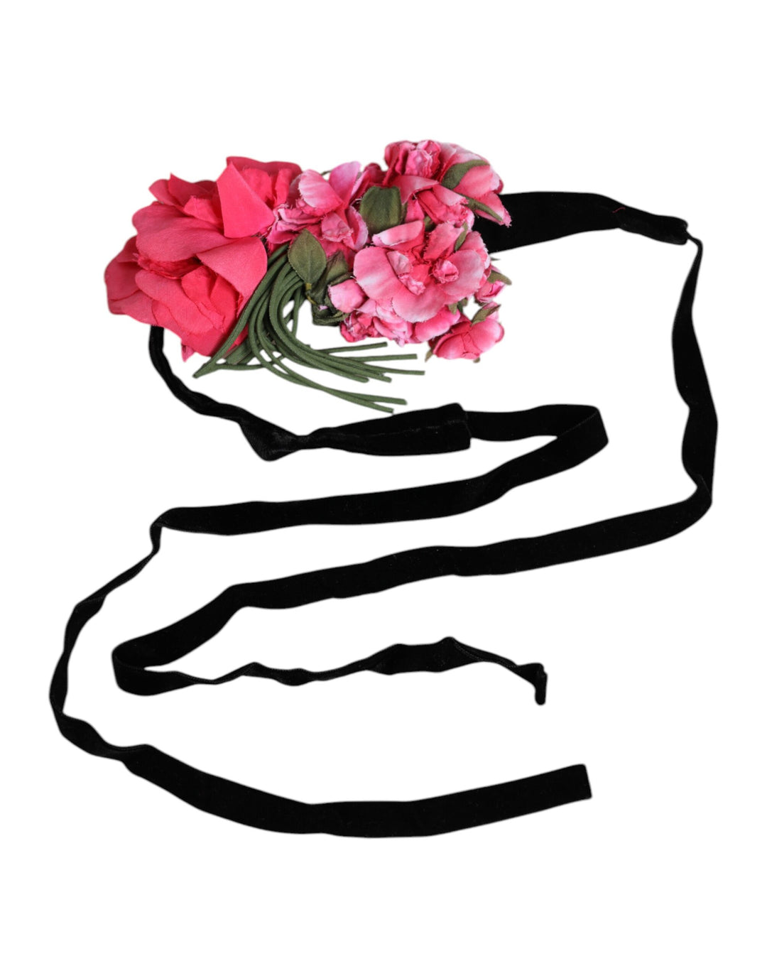 Multicolor Floral Applique Detail Tie Belt