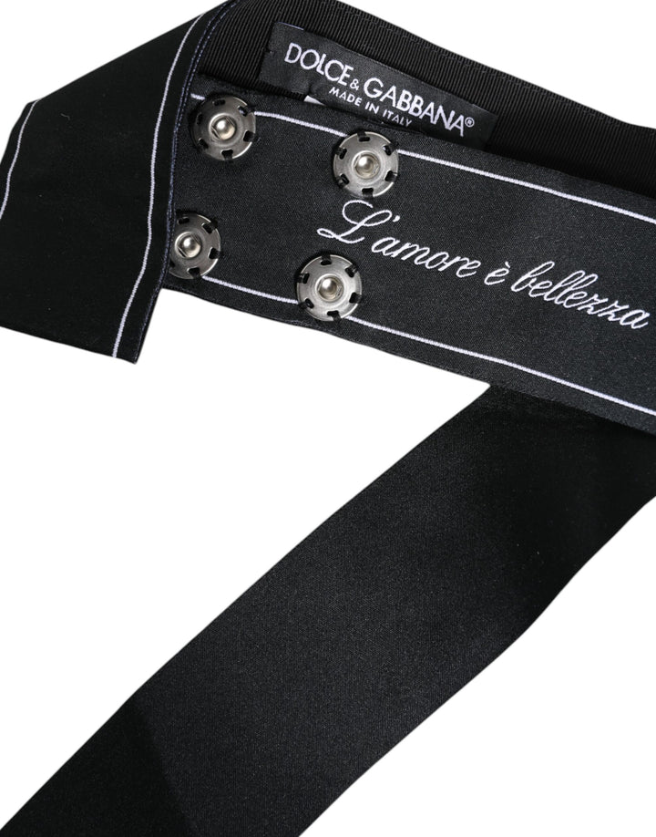 Black Waist Ribbon Wide Bow Logo Belt
