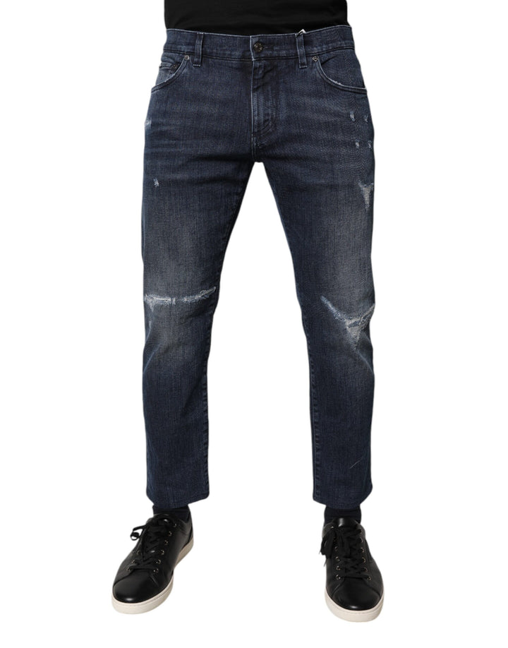 Blue Cotton Stretch Skinny Men Denim Jeans