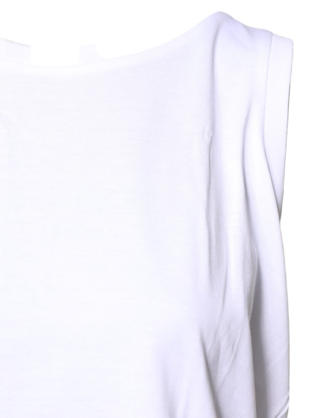 White Cotton Sleeveless Crew Neck T-shirt