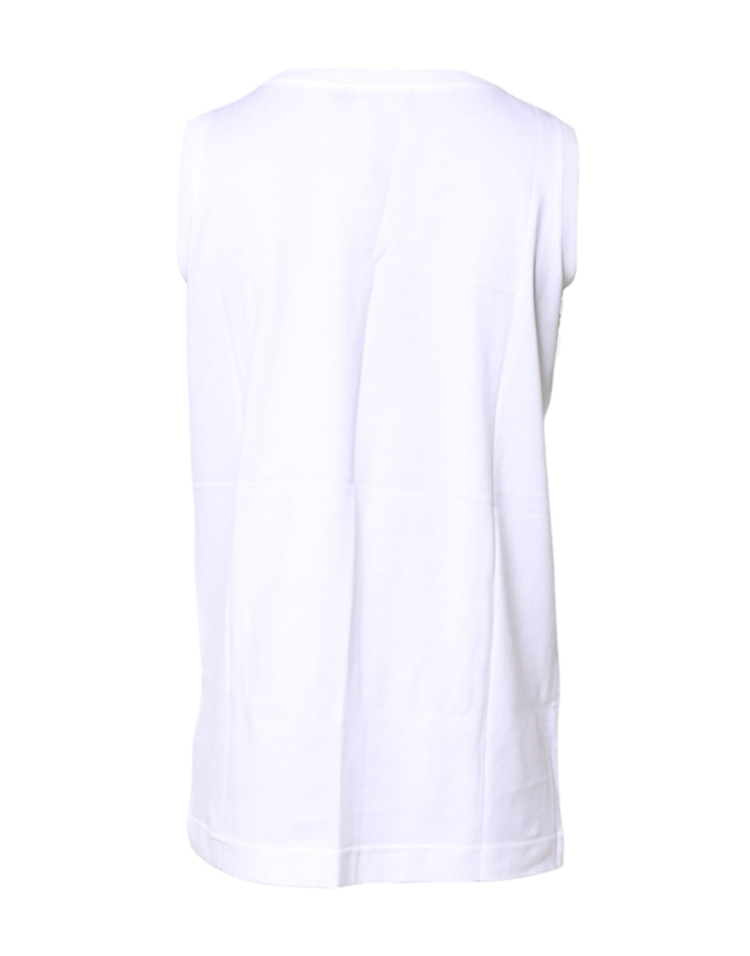 White Cotton Sleeveless Crew Neck T-shirt
