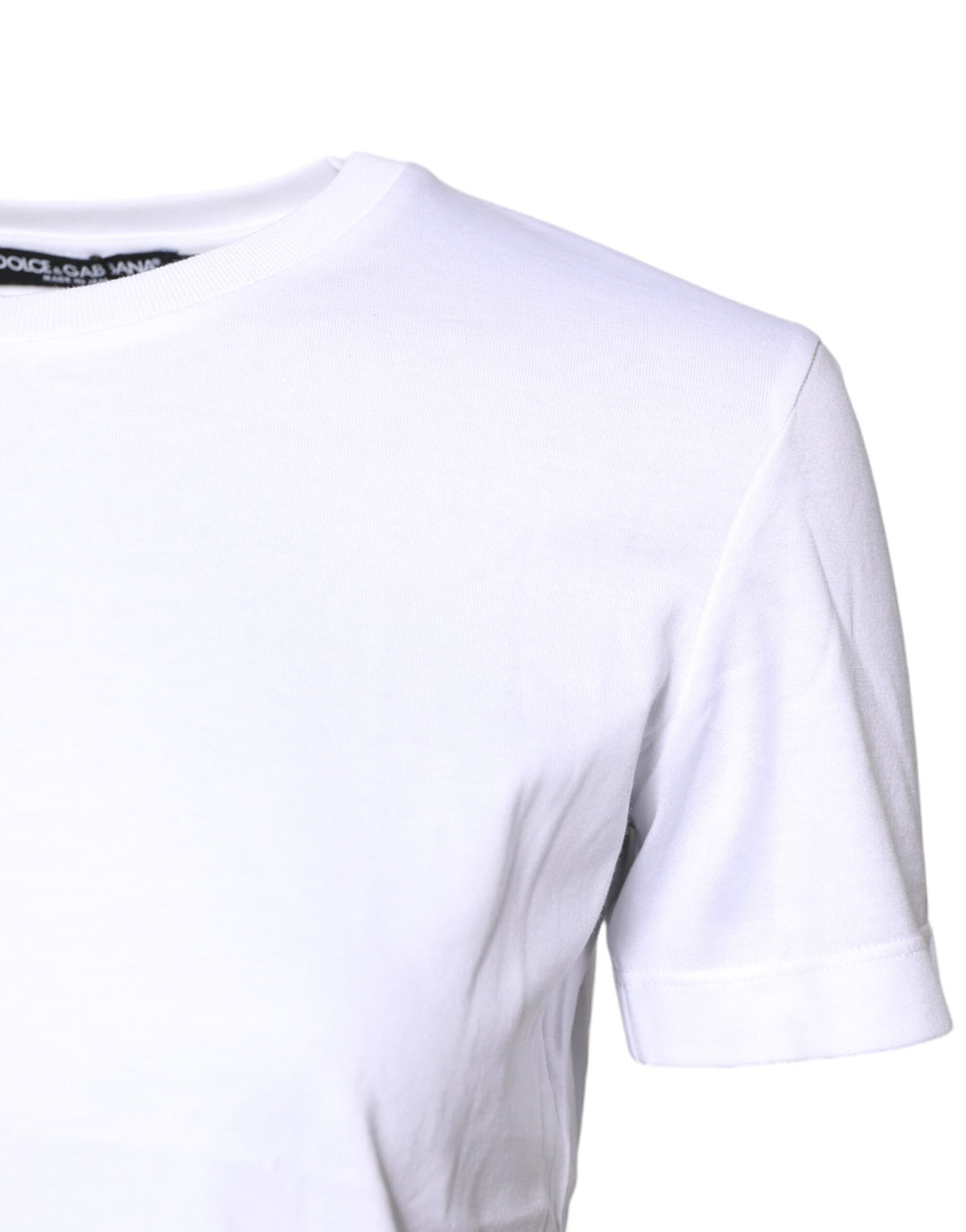 White Cotton Crew Neck Short Sleeves T-shirt