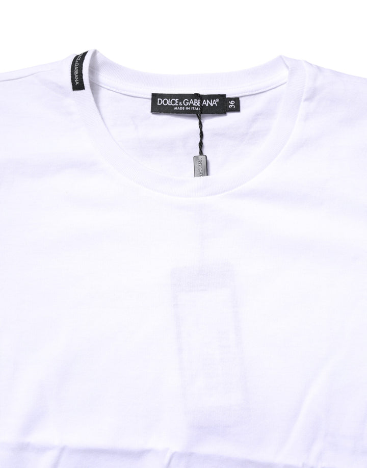White Cotton Crew Neck Short Sleeves T-shirt