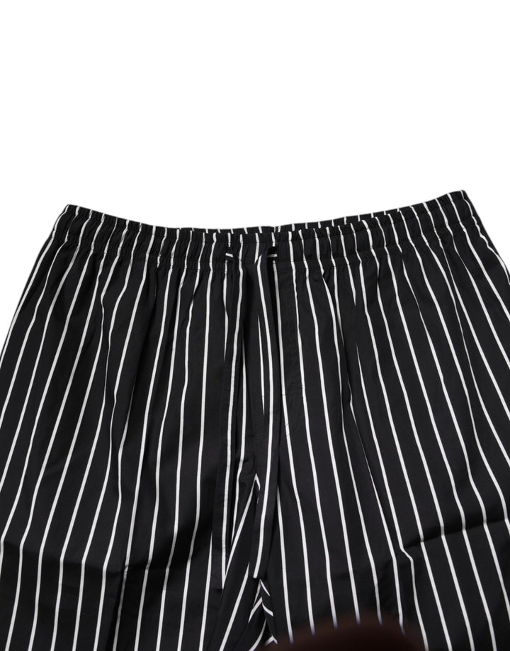 Black White Stripes Cotton Men Pajama Set Sleepwear