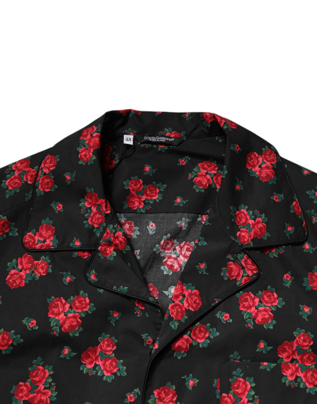 Black Floral Print Cotton Men Pajama Set Sleepwear