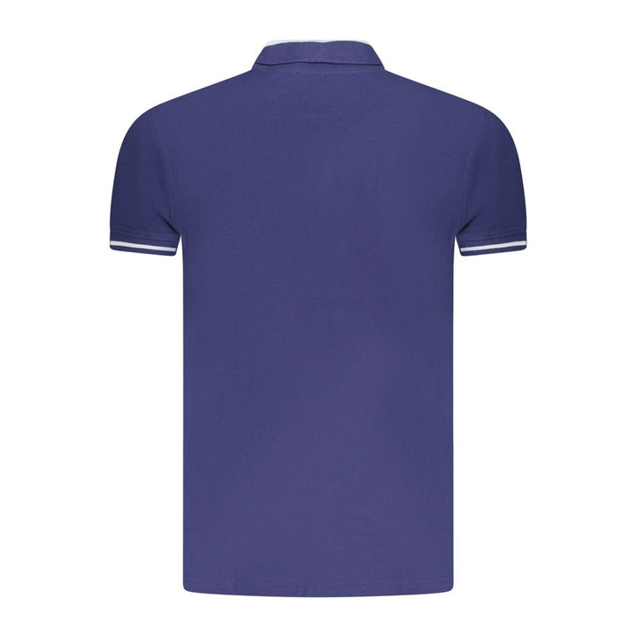 Blue Cotton Men Polo Shirt