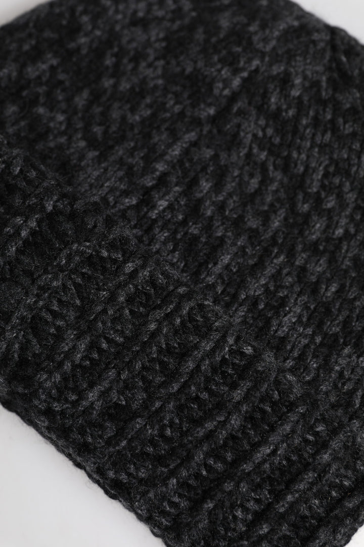 Gray Cashmere Knitted Winter Beanie Hat