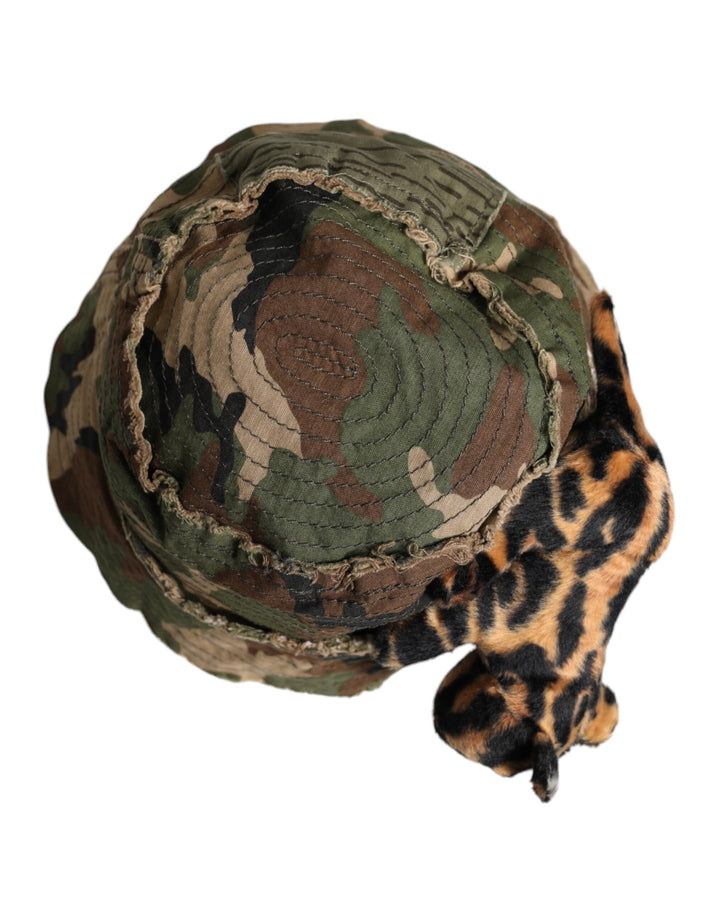 Multicolor Leopard Embellish Wide Brim Bucket Hat