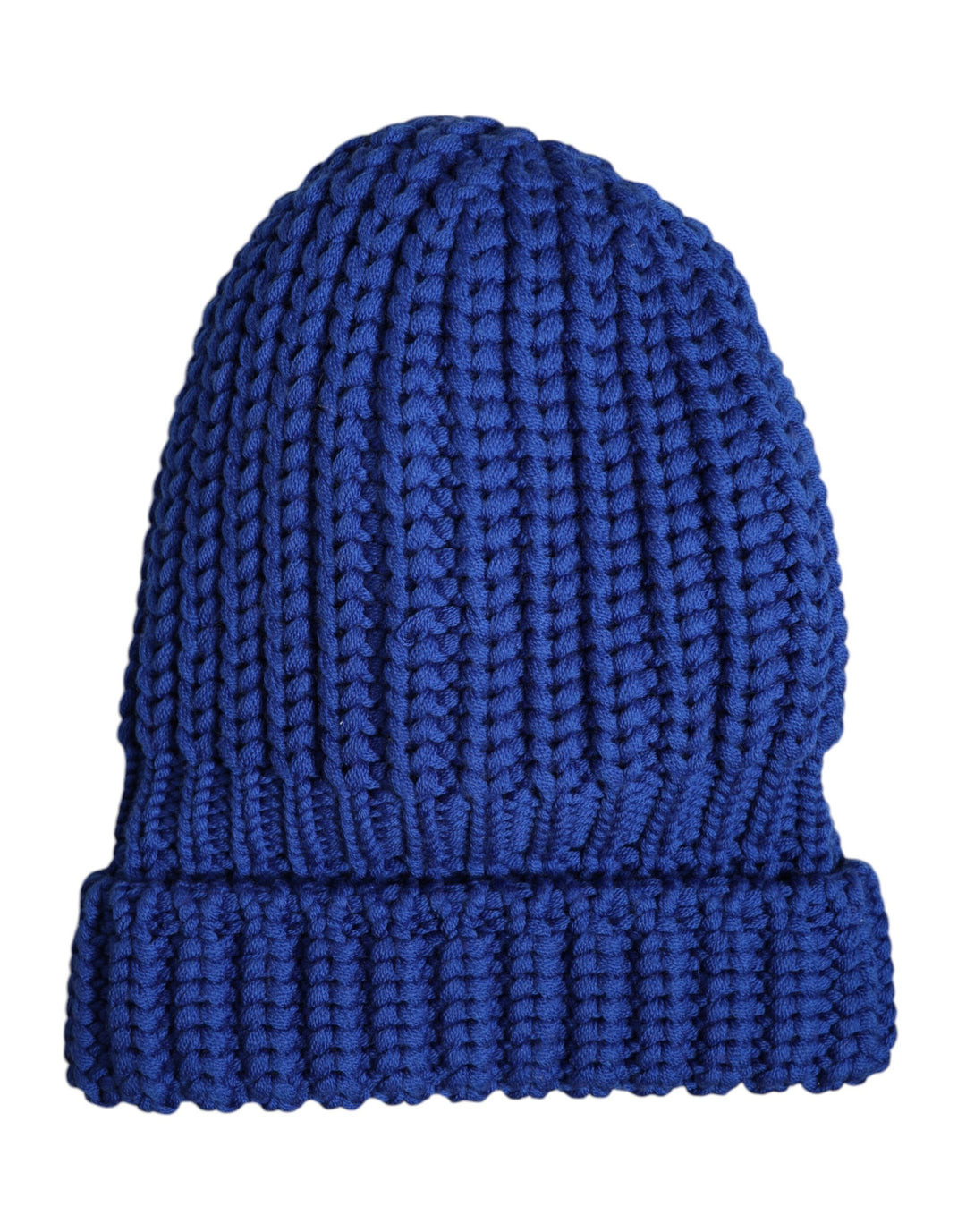 Blue Wool Knitted Winter Beanie Hat