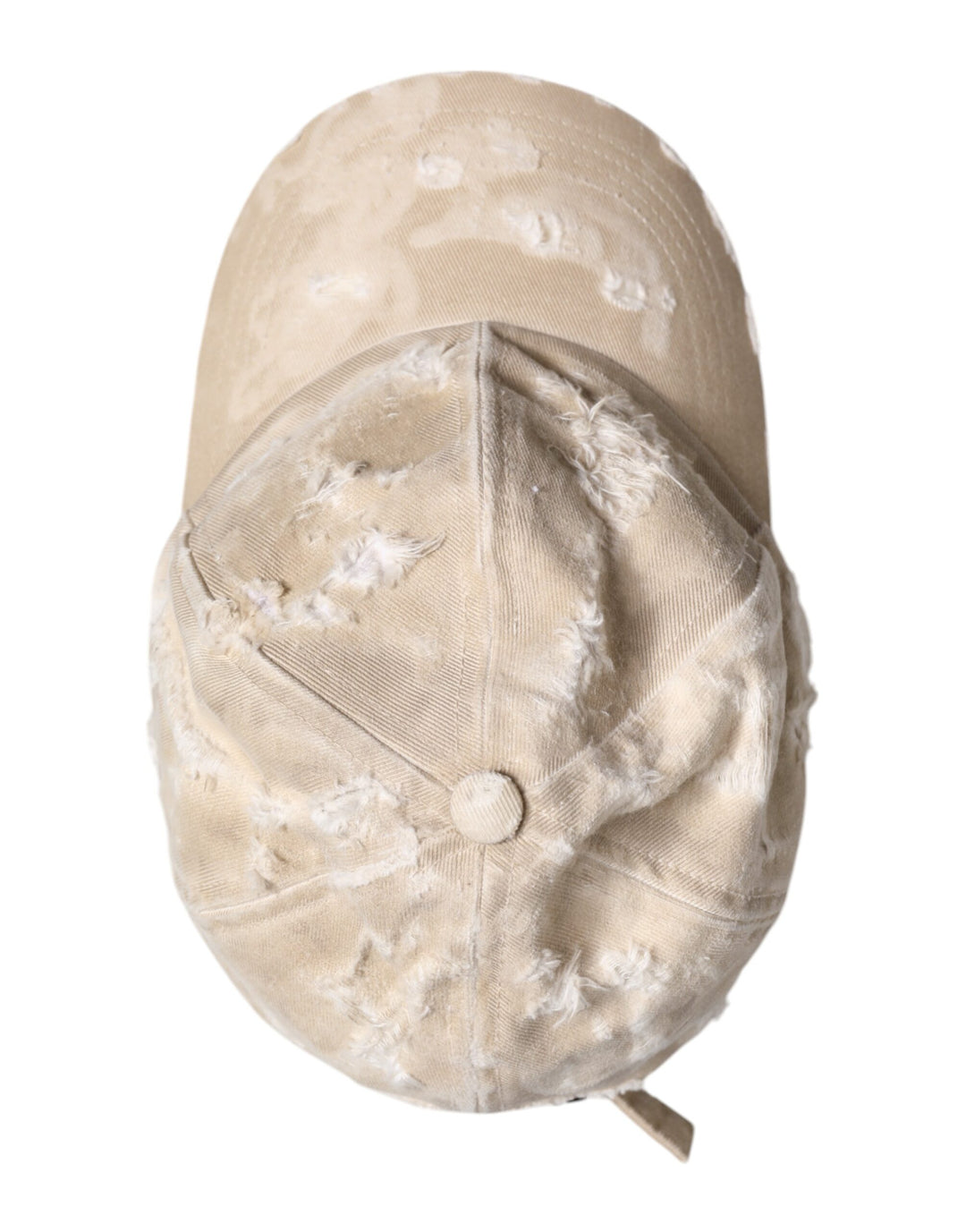 Beige Tattered Cotton 6 Panels Baseball Cap