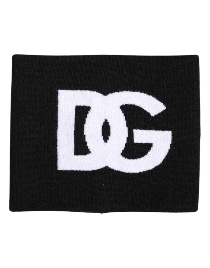 Black White Logo Print Knitted Neck Warmer Scarf