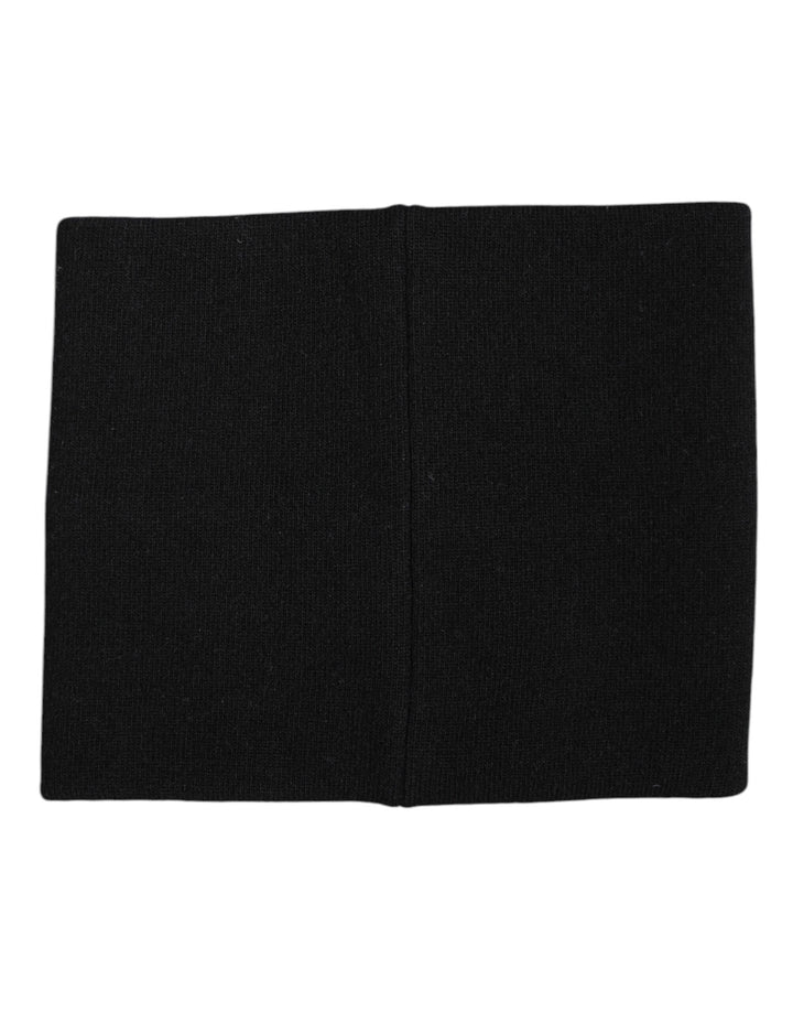 Black White Logo Print Knitted Neck Warmer Scarf