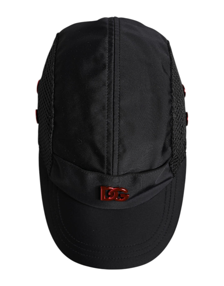 Black Nylon DG Logo 6 Panels Baseball Cap