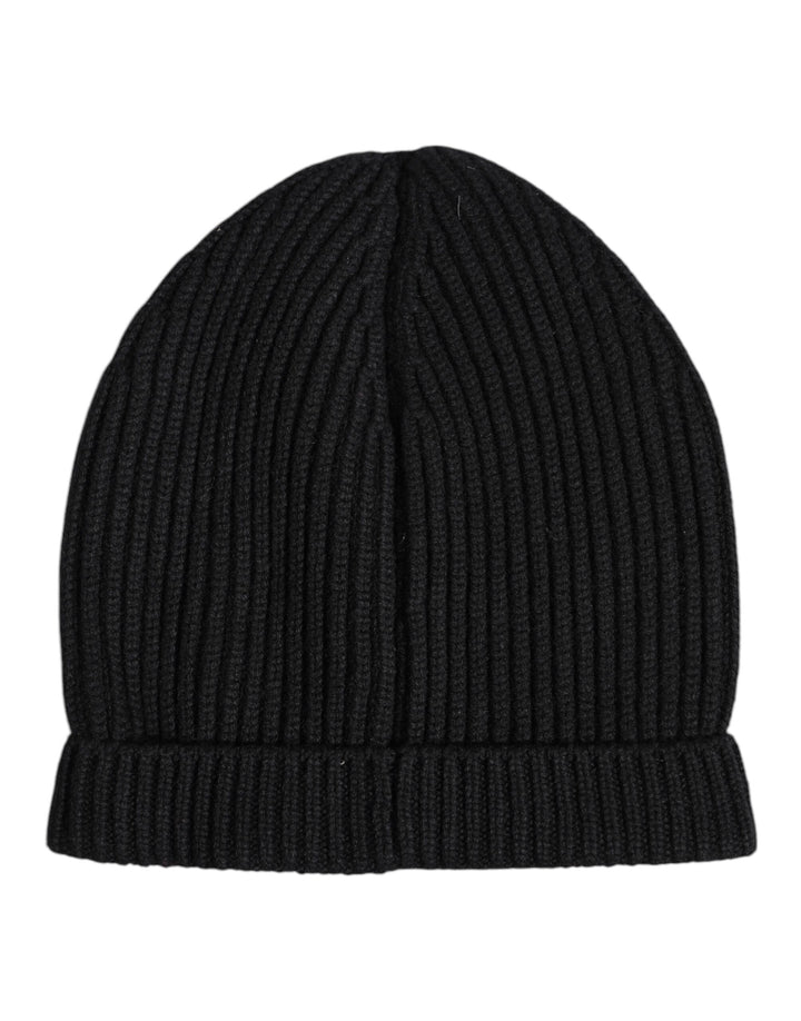 Black Cashmere Knitted Winter Beanie Hat