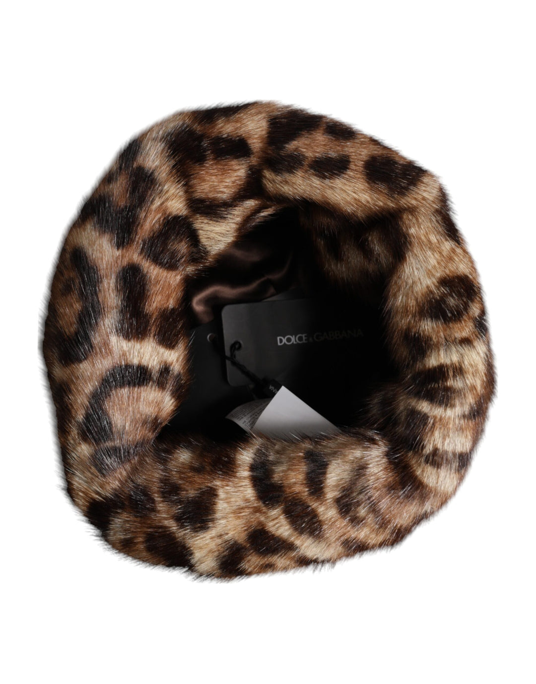 Brown Leopard Faux Fur Women Bucket Hat