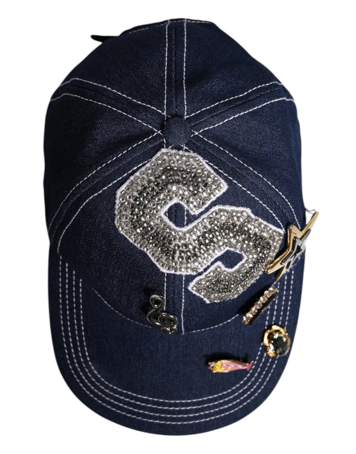 Blue Crystal Embellishment Baseball Cap