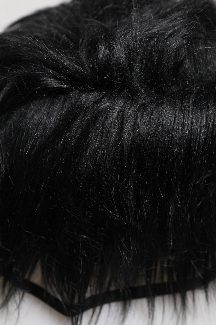 Black Faux Fur Bucket Hat