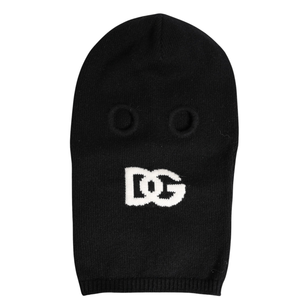 Black Cashmere Knitted Ski Mask Balaclava Hat