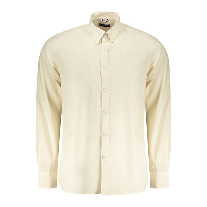 Beige Cotton Men Shirt