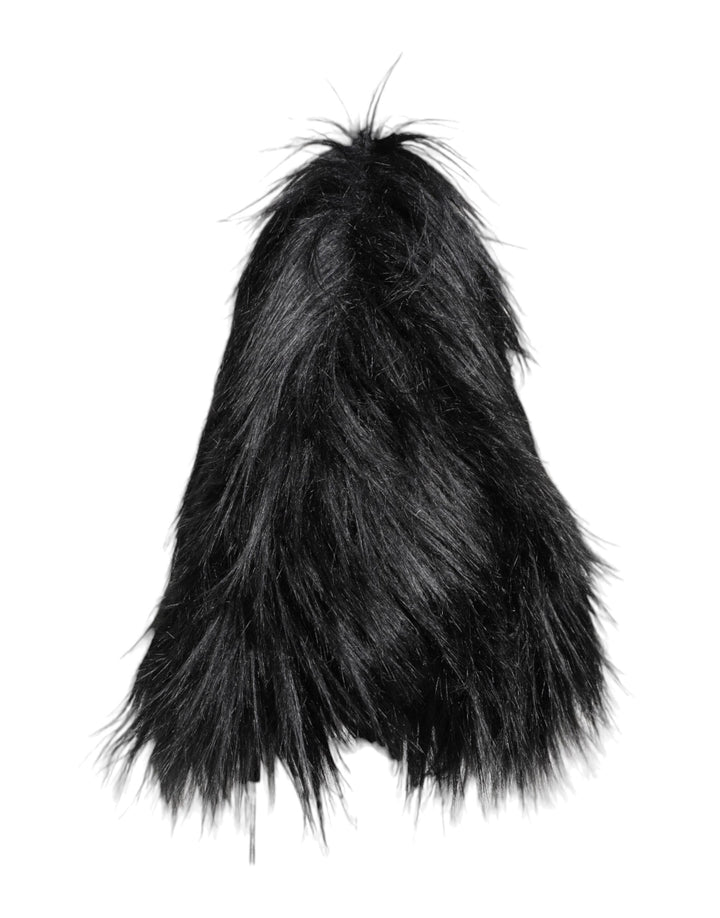 Black Acrylic Fur Womens Bucket Hat