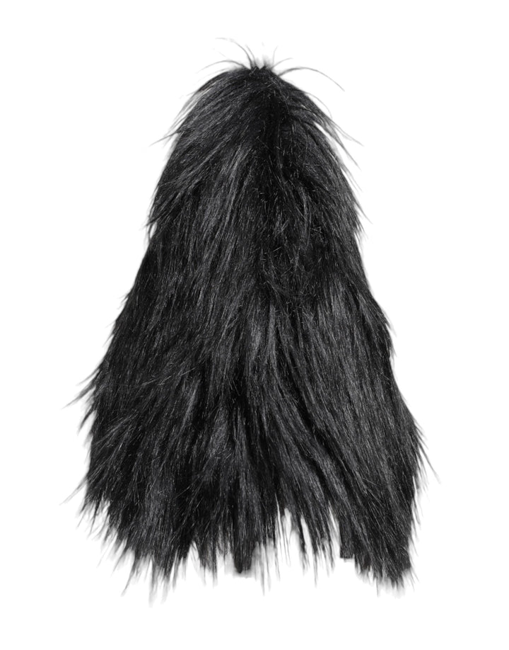 Black Acrylic Fur Womens Bucket Hat